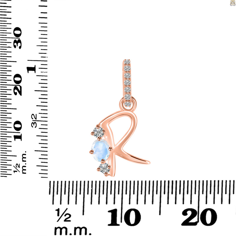 Moonstone & White Topaz Alphabet R Pendant RBM-RDA-96.