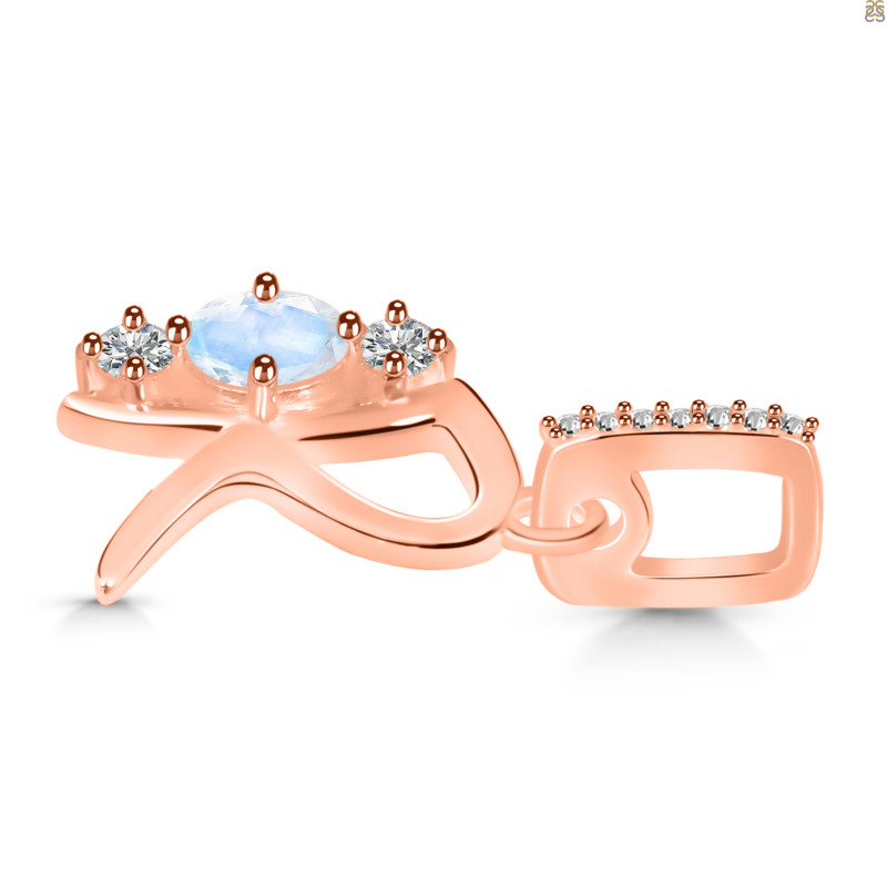 Moonstone & White Topaz Alphabet R Pendant RBM-RDA-96.
