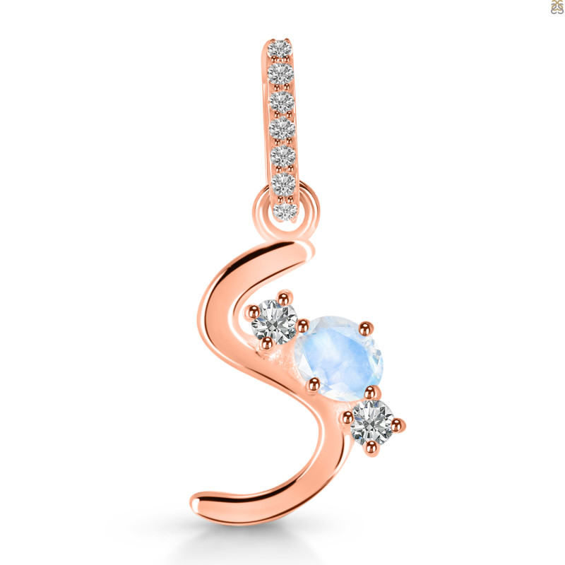Moonstone & White Topaz Alphabet S Pendant RBM-RDA-97.