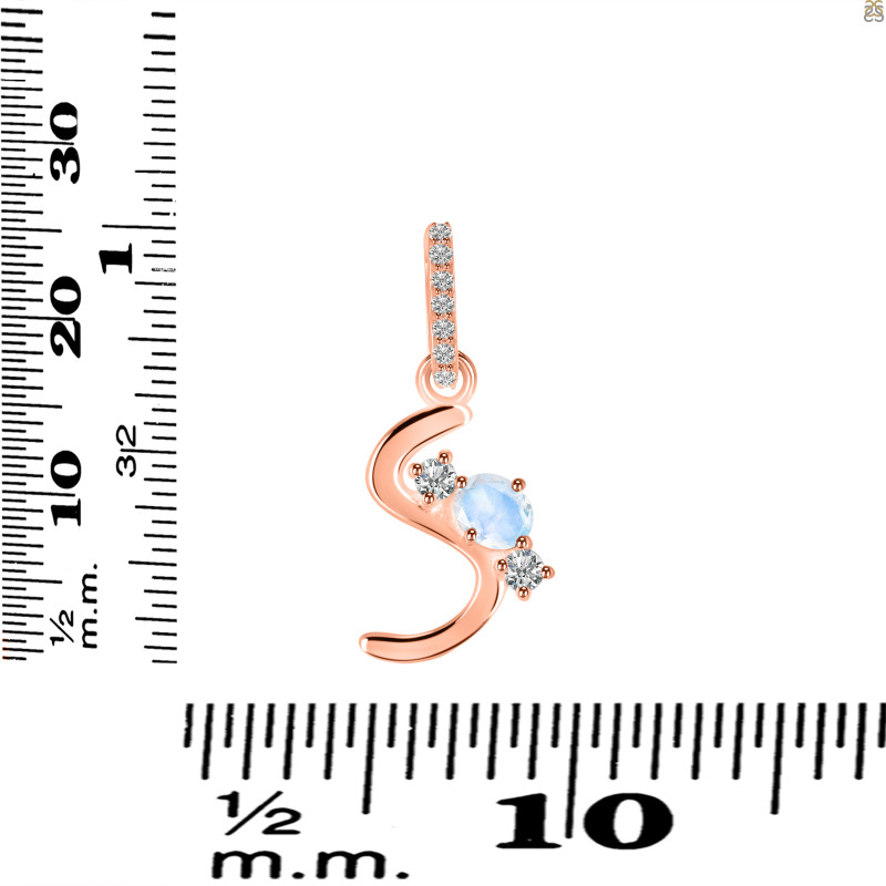 Moonstone & White Topaz Alphabet S Pendant RBM-RDA-97.
