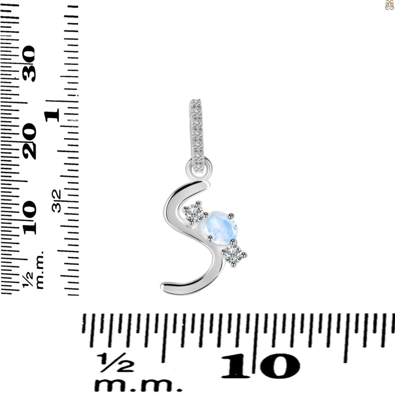 Moonstone & White Topaz Alphabet S Pendant RBM-RDA-97.