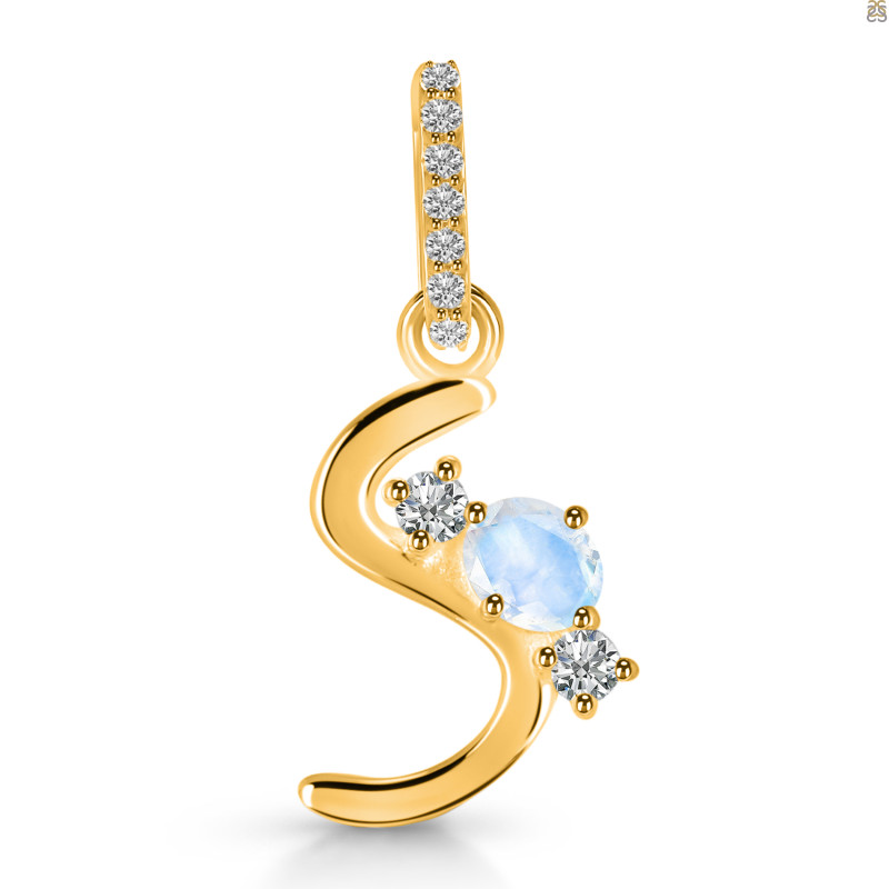 Moonstone & White Topaz Alphabet S Pendant RBM-RDA-97.