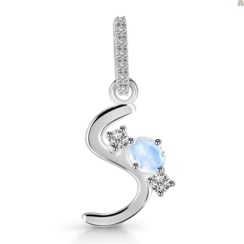 Moonstone & White Topaz Alphabet S Pendant RBM-RDA-97.