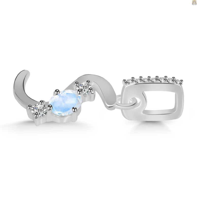 Moonstone & White Topaz Alphabet S Pendant