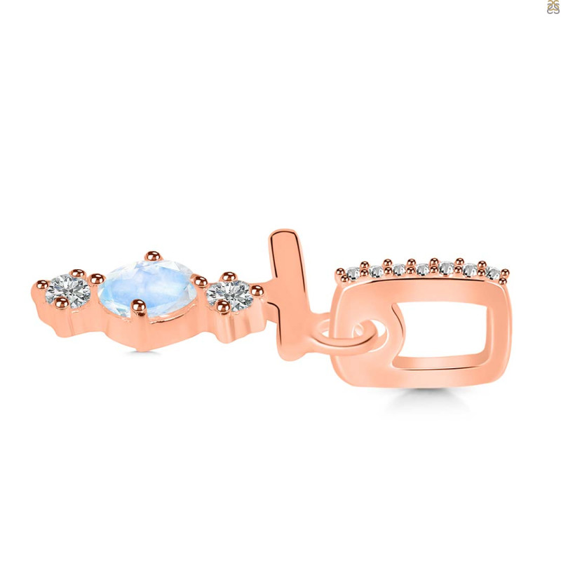 Moonstone & White Topaz Alphabet T Pendant RBM-RDA-98.