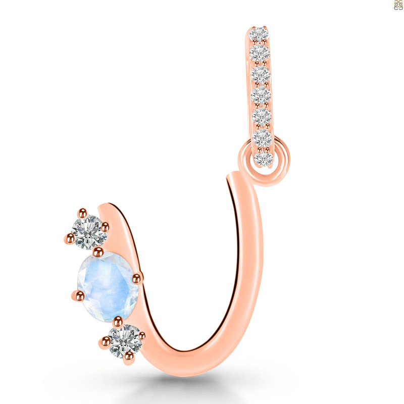 Moonstone & White Topaz Alphabet U Pendant RBM-RDA-99.