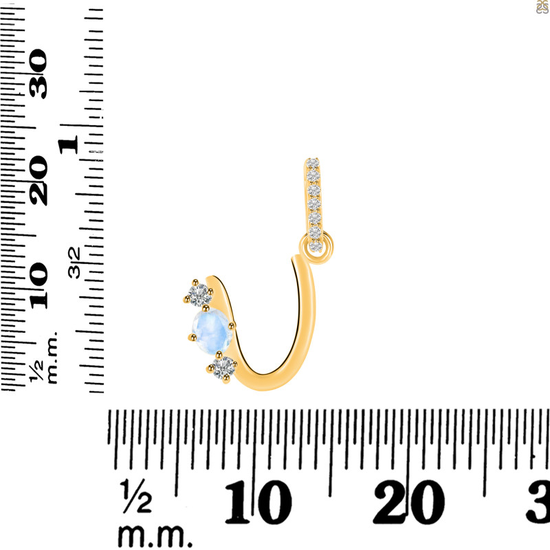 Moonstone & White Topaz Alphabet U Pendant RBM-RDA-99.