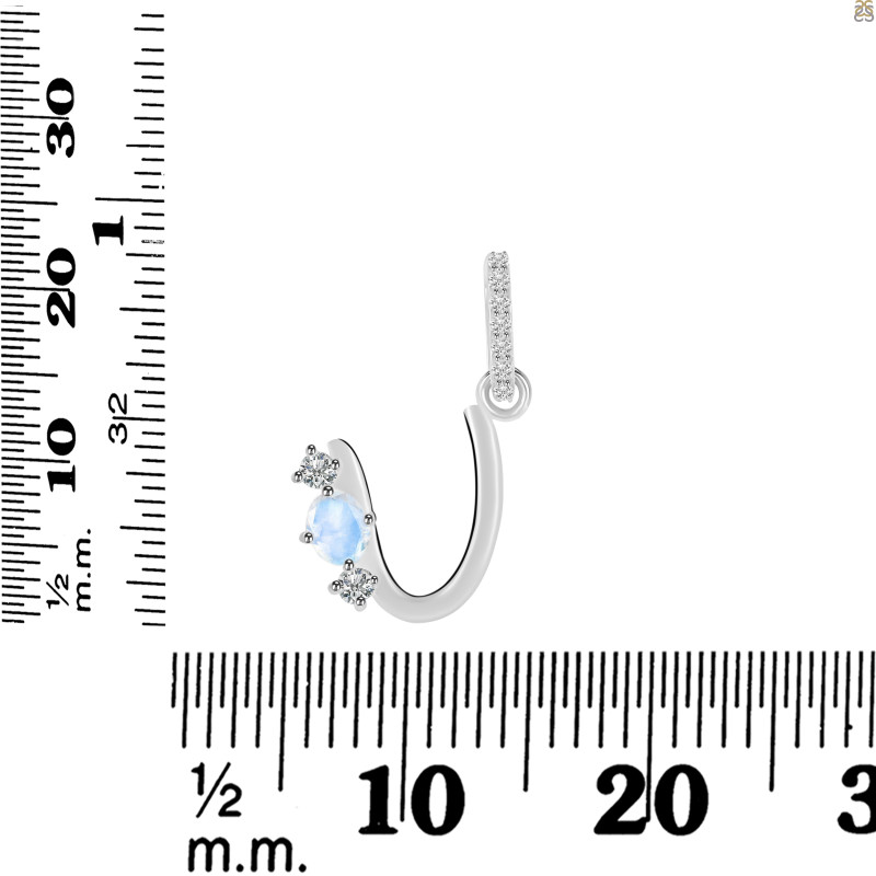 Moonstone & White Topaz Alphabet U Pendant RBM-RDA-99.