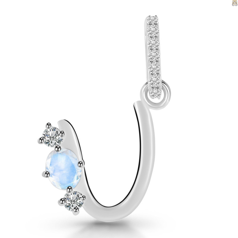 Moonstone & White Topaz Alphabet U Pendant RBM-RDA-99.