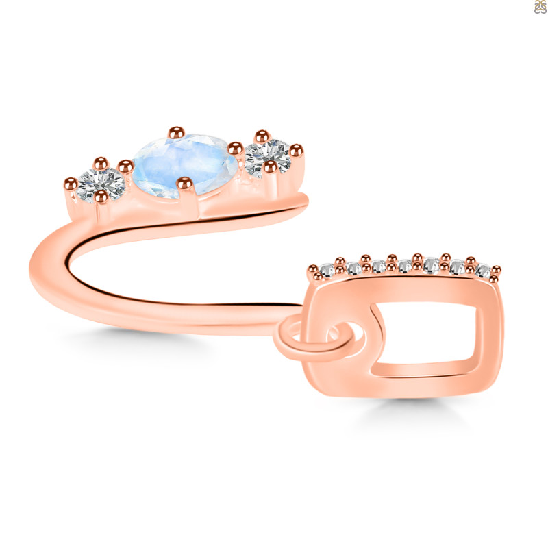 Moonstone & White Topaz Alphabet U Pendant RBM-RDA-99.