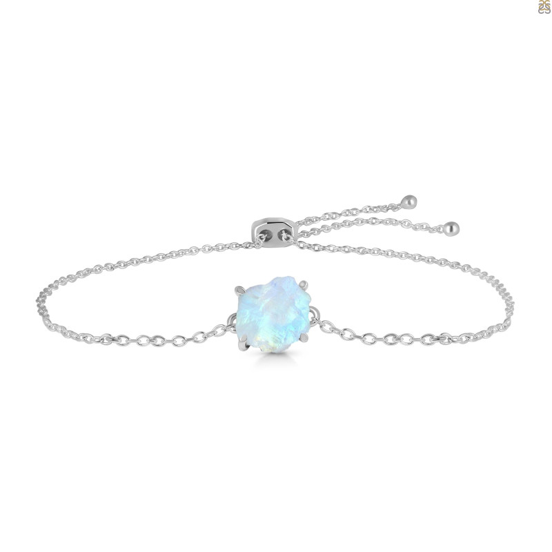 Moonstone Raw Crystal Bracelet With Adjustable Camera Lock