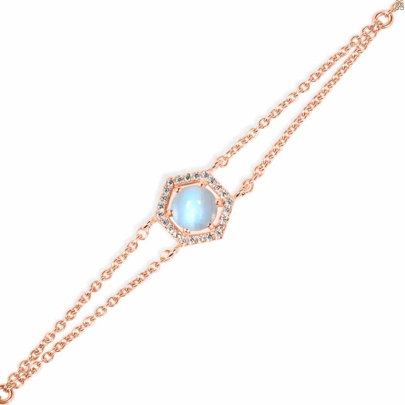 Moonstone & White Topaz Bracelet With Adjustable Camera Lock RBM-RDB-83.