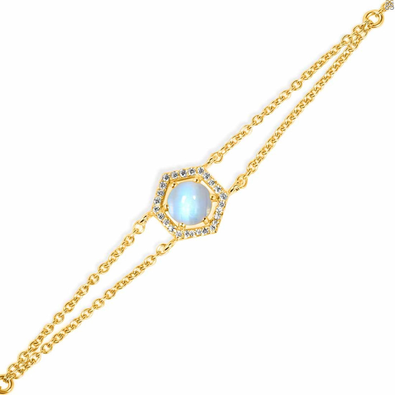 Moonstone & White Topaz Bracelet With Adjustable Camera Lock RBM-RDB-83.