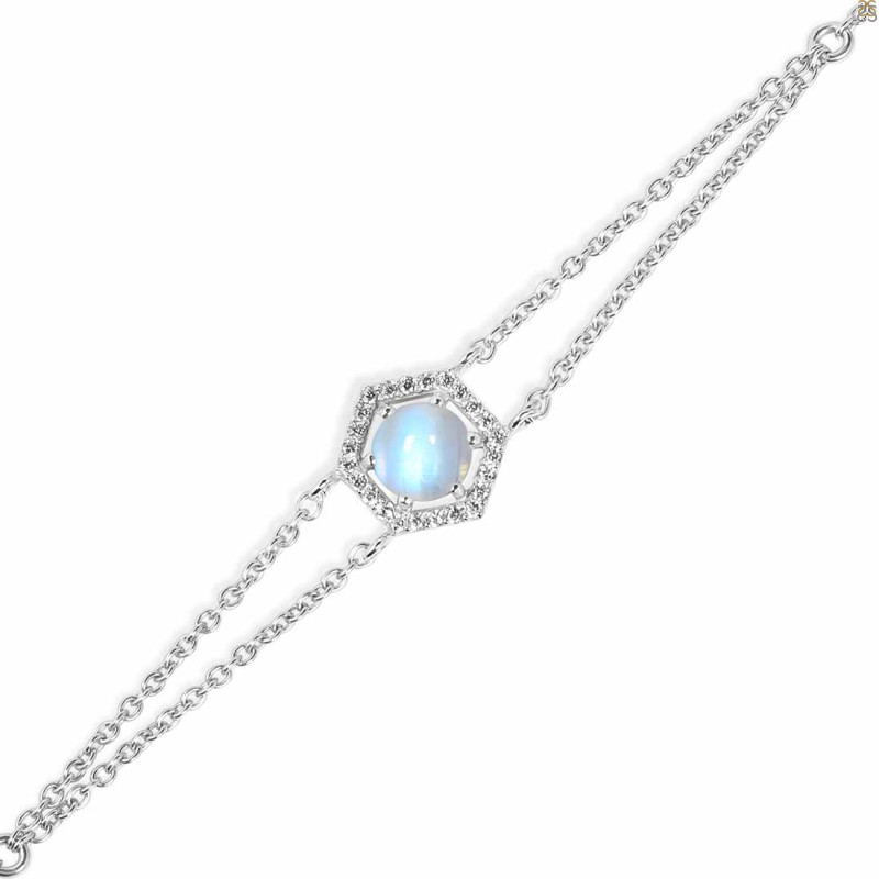 Moonstone & White Topaz Bracelet With Adjustable Camera Lock RBM-RDB-83.