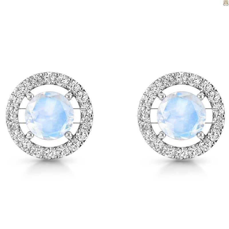 Moonstone & White Topaz Stud Earring RBM-RDE-1003.
