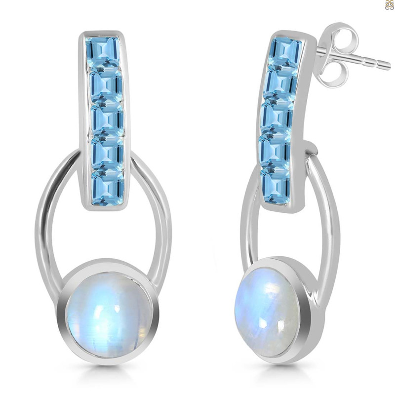 Moonstone & Blue Topaz Earring