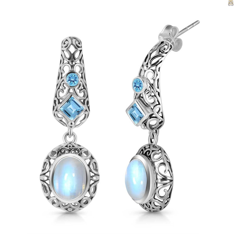 Moonstone & Blue Topaz Earring