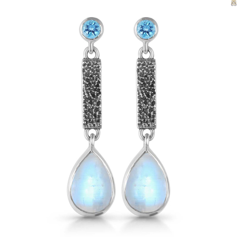 Moonstone & Blue Topaz Earring