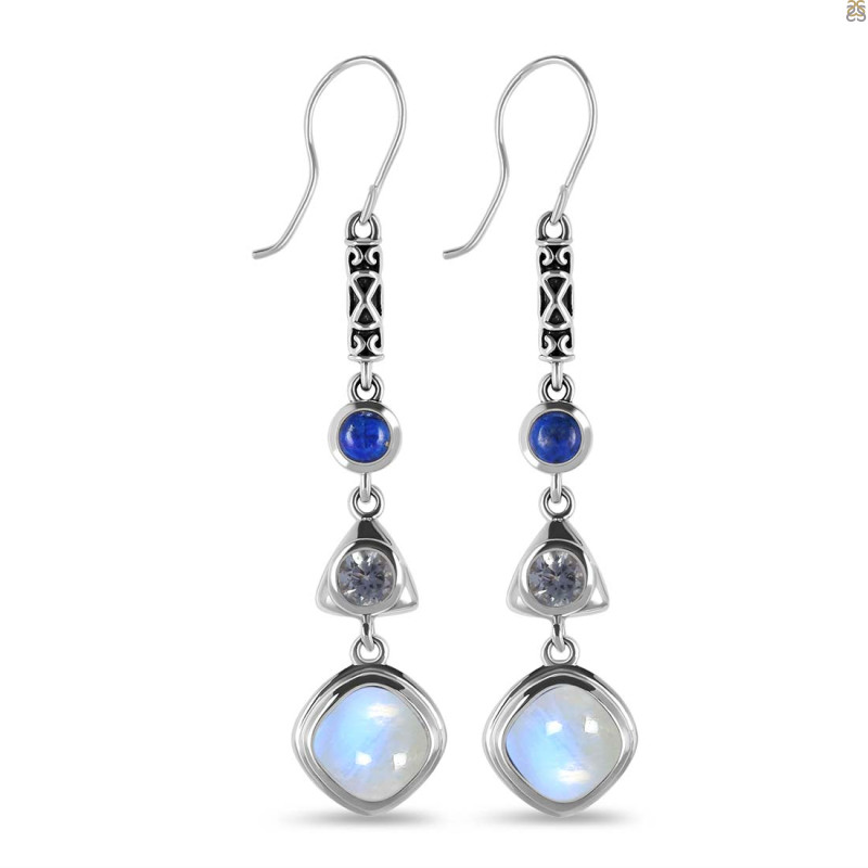 Moonstone & Blue Topaz Earring