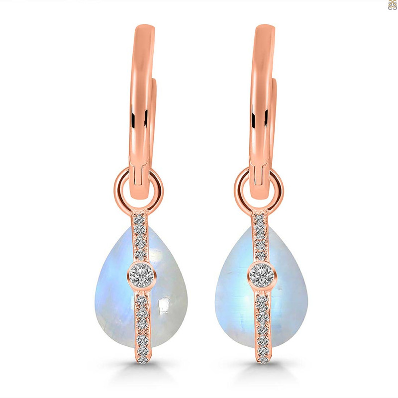 Moonstone & White Topaz Hoop Earring RBM-RDE-1198.