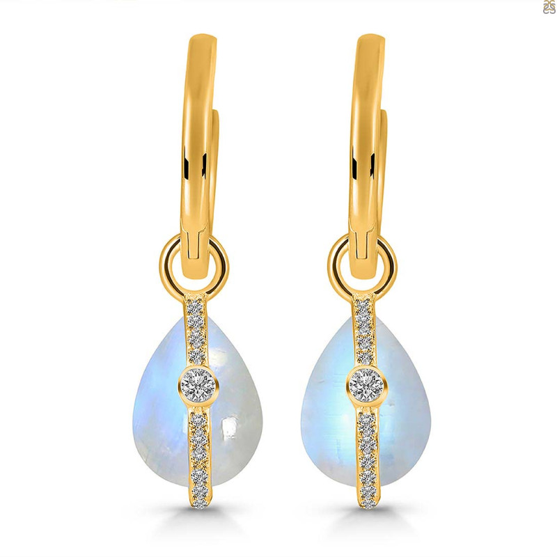 Moonstone & White Topaz Hoop Earring RBM-RDE-1198.