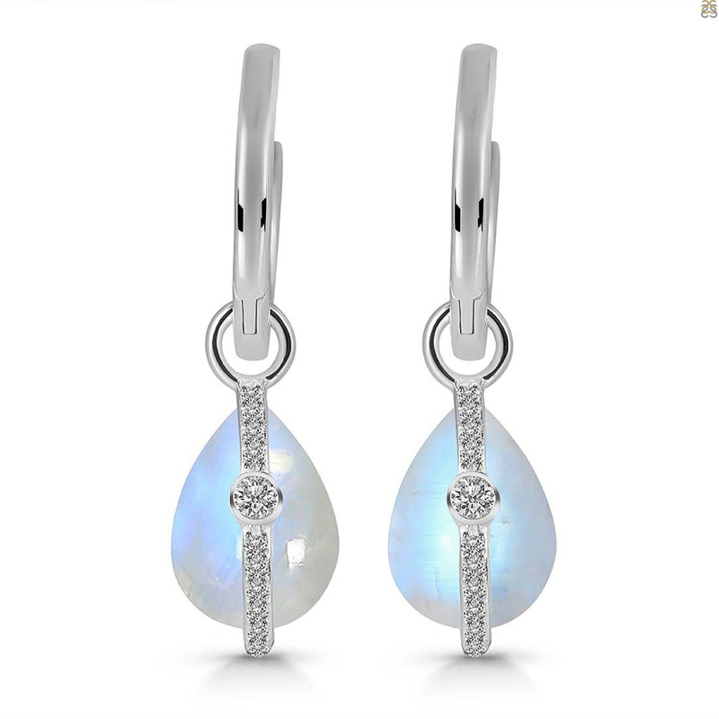 Moonstone & White Topaz Hoop Earring RBM-RDE-1198.