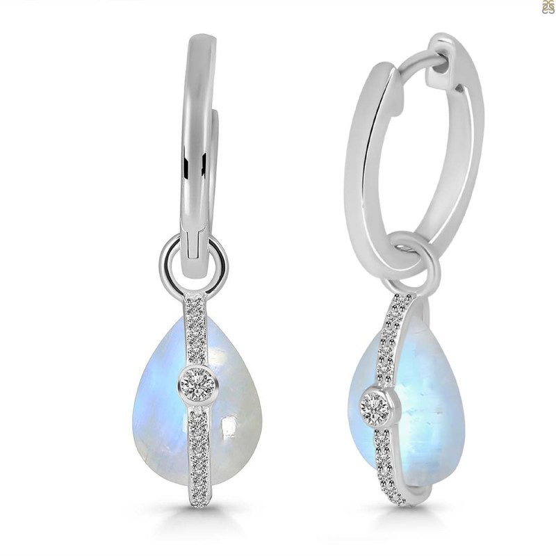 Moonstone & White Topaz Hoop Earring