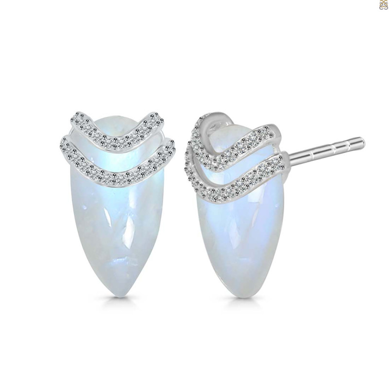 Moonstone & White Topaz Stud Earring