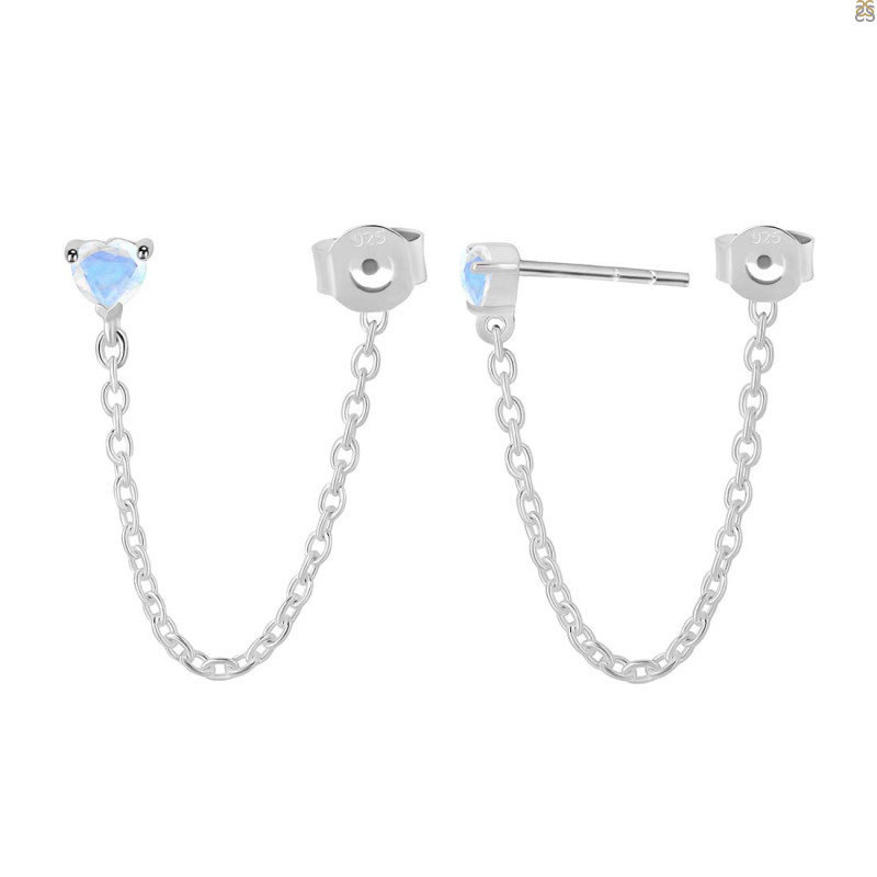 Moonstone Chain Stud Earring
