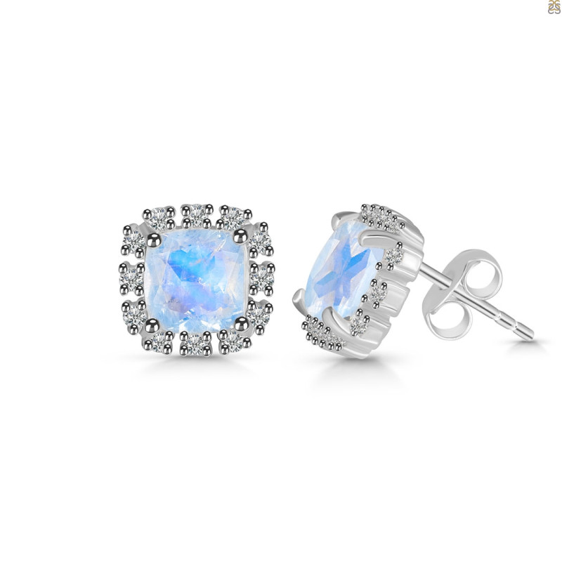 Moonstone & White Topaz Stud Earring