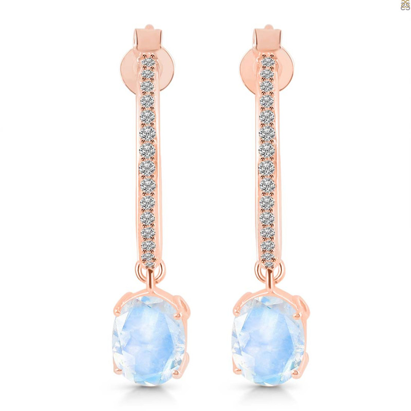 Moonstone & White Topaz Hoop Earring RBM-RDE-1469.