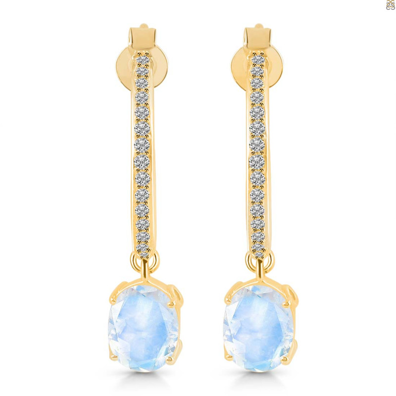 Moonstone & White Topaz Hoop Earring RBM-RDE-1469.