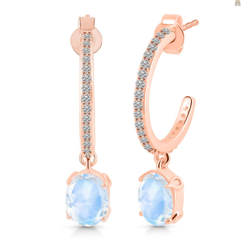 Moonstone & White Topaz Hoop Earring RBM-RDE-1469.