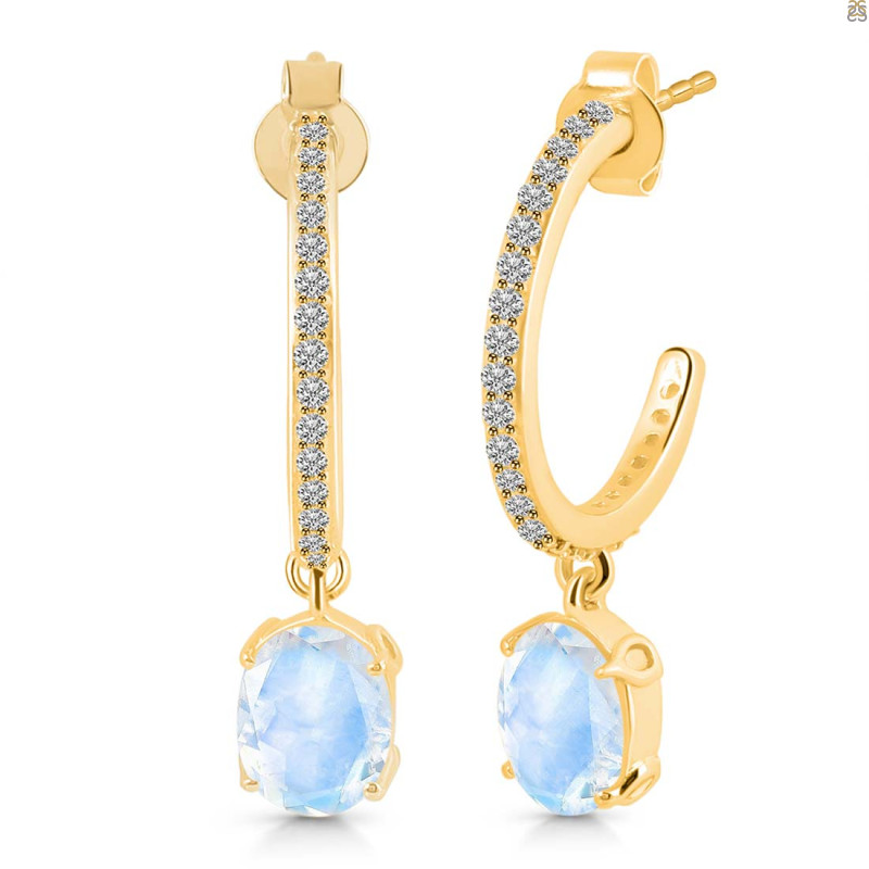 Moonstone & White Topaz Hoop Earring RBM-RDE-1469.