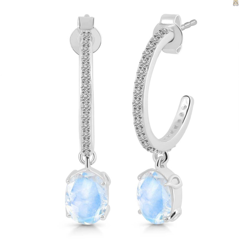 Moonstone & White Topaz Hoop Earring RBM-RDE-1469.