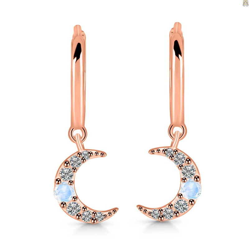 Moonstone & White Topaz Hoop Earring RBM-RDE-1471.