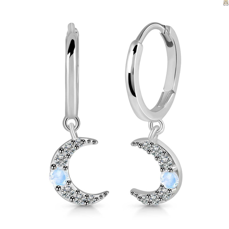 Moonstone & White Topaz Hoop Earring RBM-RDE-1471.