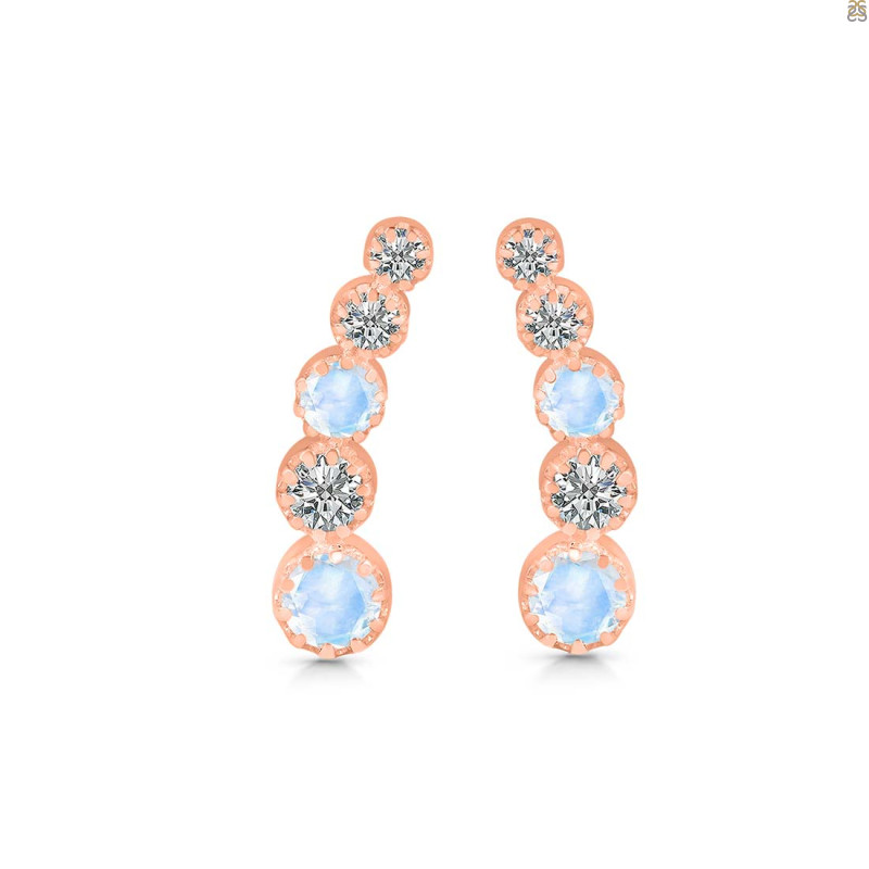 Moonstone & White Topaz Stud Earring RBM-RDE-1472.