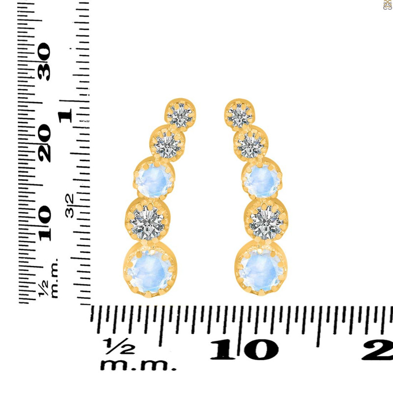 Moonstone & White Topaz Stud Earring RBM-RDE-1472.