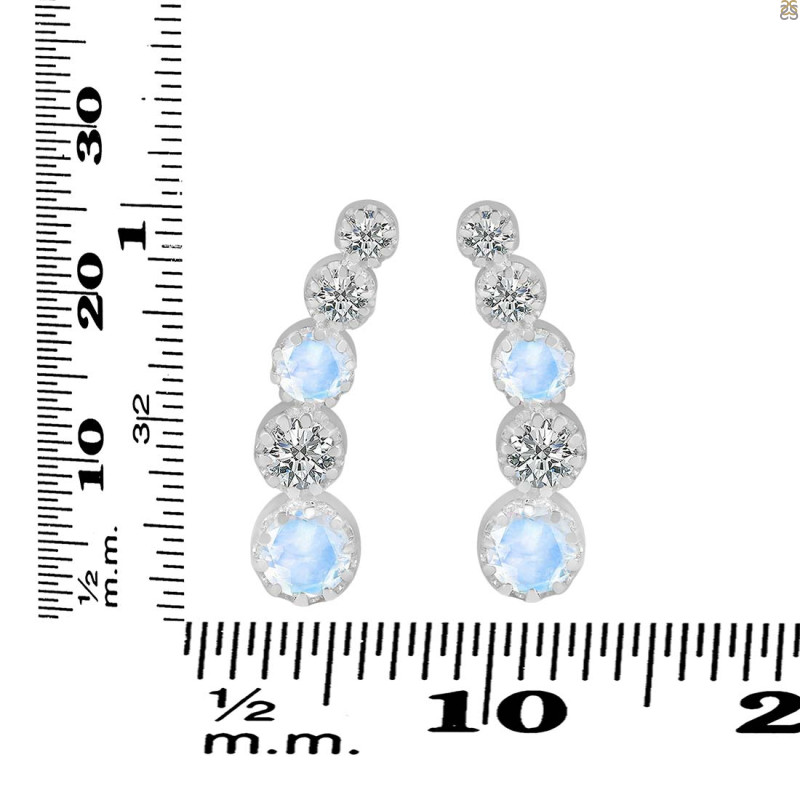 Moonstone & White Topaz Stud Earring RBM-RDE-1472.
