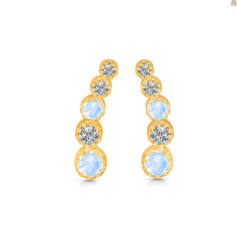 Moonstone & White Topaz Stud Earring RBM-RDE-1472.