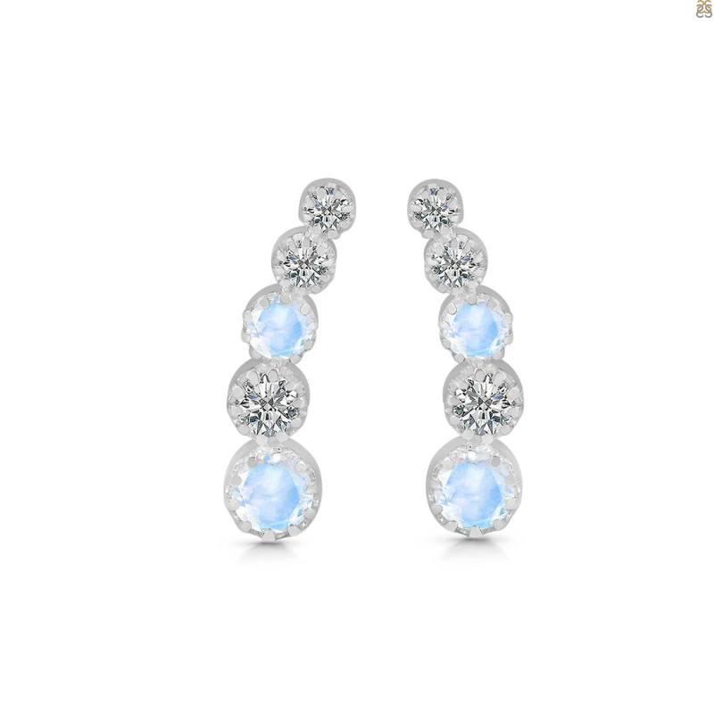 Moonstone & White Topaz Stud Earring RBM-RDE-1472.