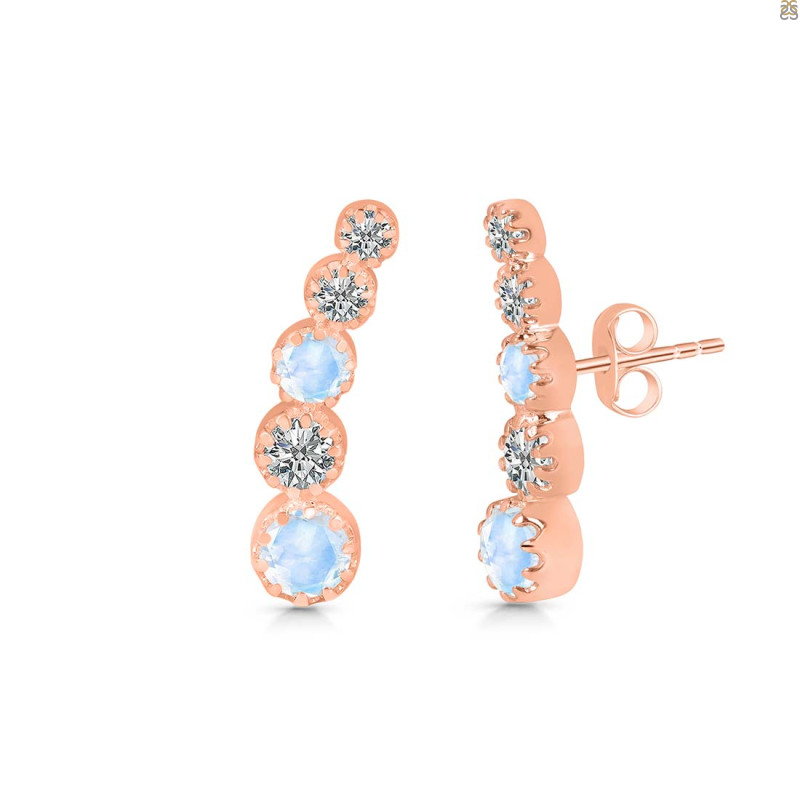 Moonstone & White Topaz Stud Earring RBM-RDE-1472.