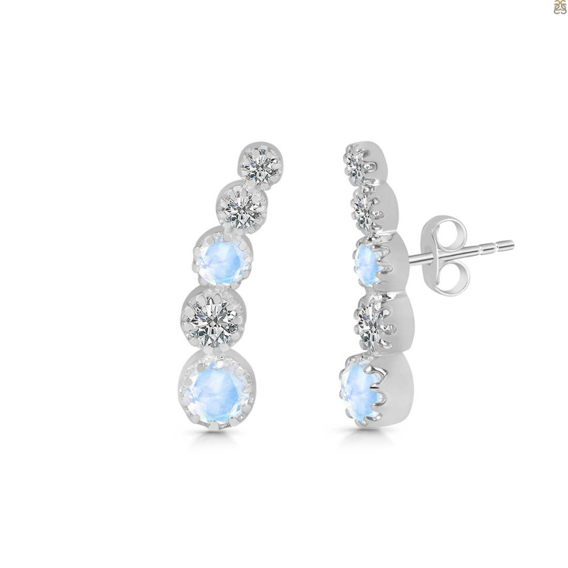 Moonstone & White Topaz Stud Earring