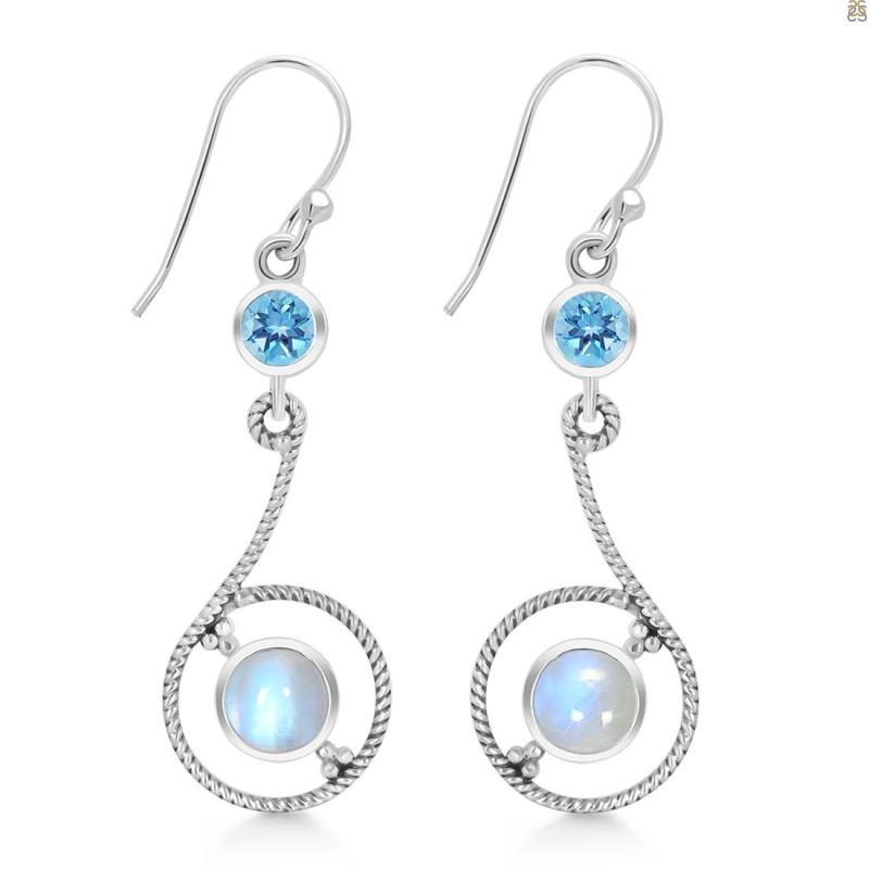 Moonstone & Blue Topaz Earring RBM-RDE-155.