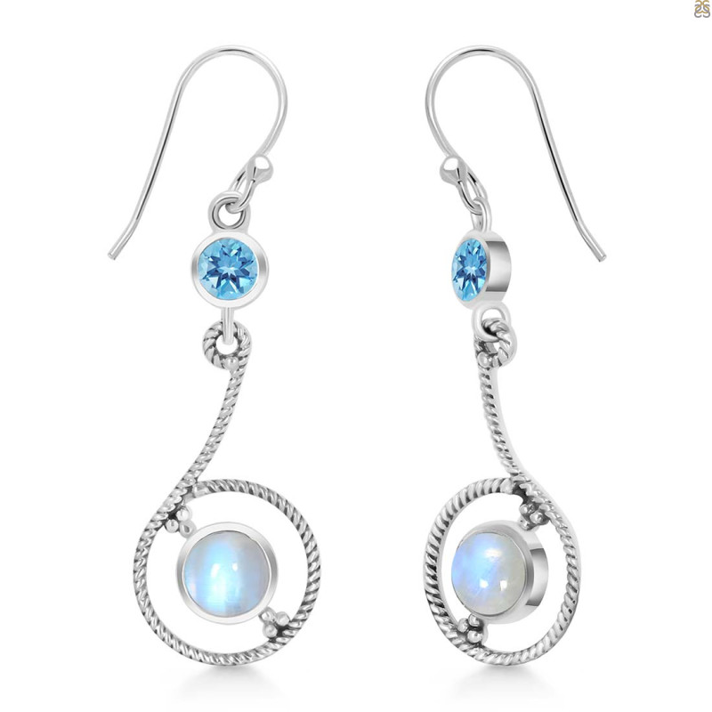 Moonstone & Blue Topaz Earring