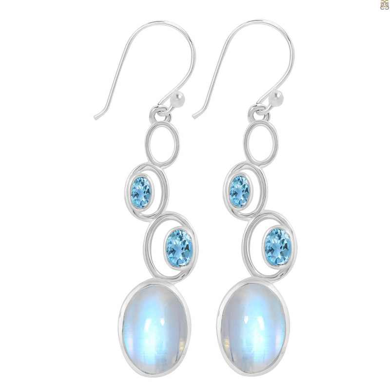 Moonstone & Blue Topaz Earring