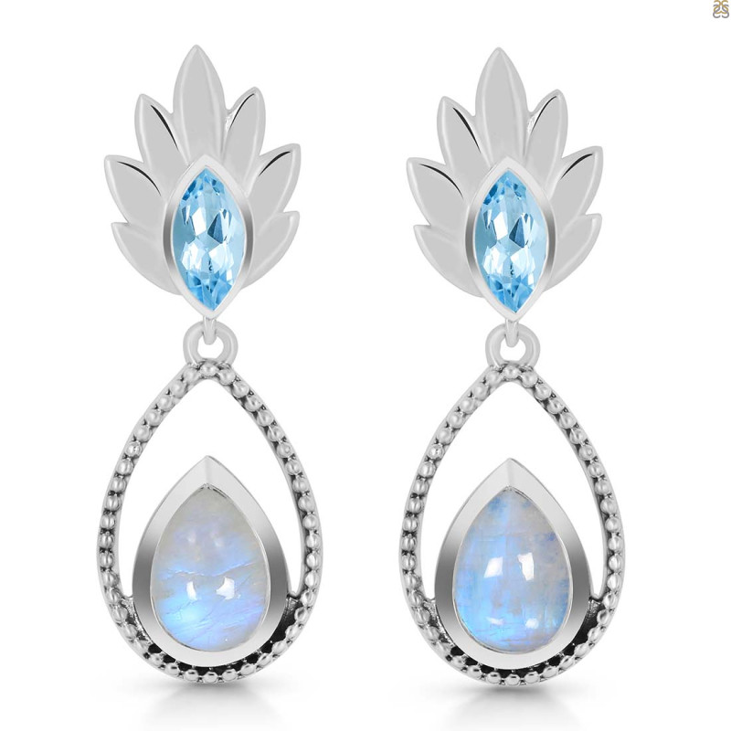 Moonstone & Blue Topaz Earring RBM-RDE-57.