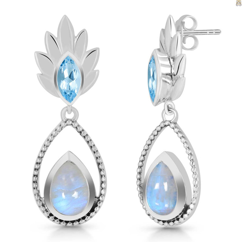 Moonstone & Blue Topaz Earring