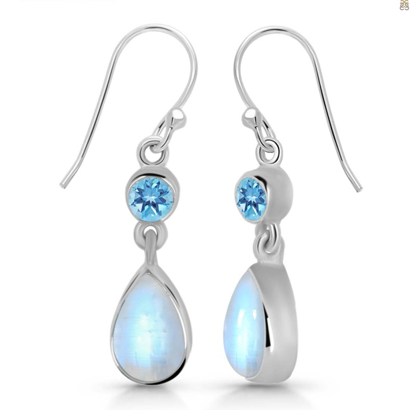 Moonstone & Blue Topaz Earring